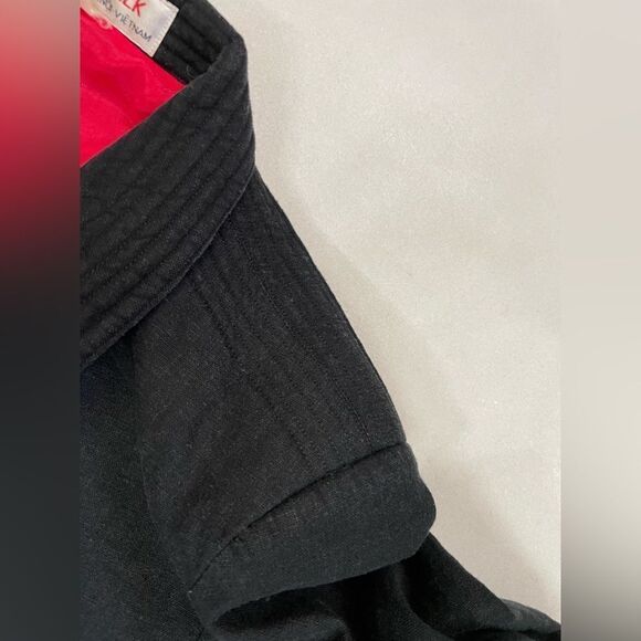 VINTAGE Duc Loi Silk Linen All Over Butterfly Linen Jacket Women Medium Black - Picture 4 of 11